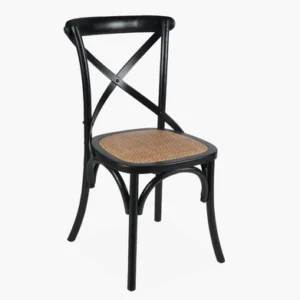 Black Elm Wooden Cross Back Chairs For Sale