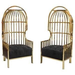 Gold Metal Bird Cage Dome Arm Chair