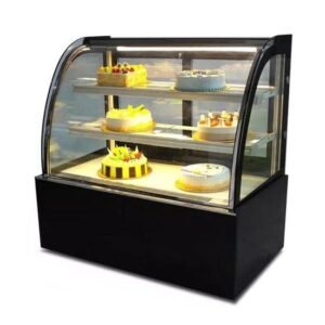 Black Curved Glass Cake Display Fridge For Sale