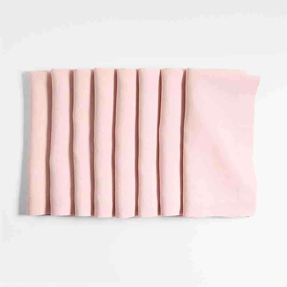 Marin Spring Pink Natural Knitted Linen Napkins Set of 8