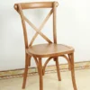 Light Brown Elm Wooden Cross Back Chairs For Sale