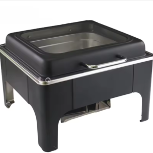 9L Stainless Steel Chafing Dish Full Glass Window Electric Square Buffet Dishes
