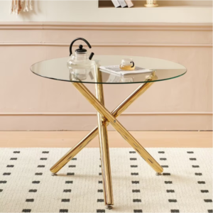 Glass+Metal Small Round Glass Dining Table